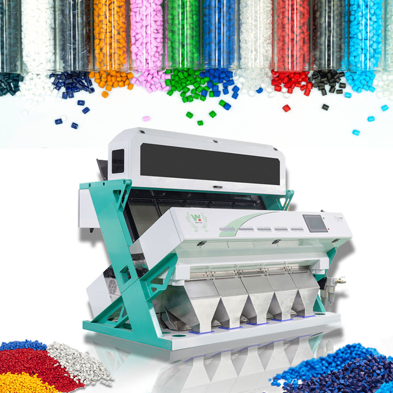Pe Pp Pvc Pet Hdpe Ldpe حبيبات بلاستيكية لون فارز آلة فرز الألوان لرقائق الحيوانات الأليفة