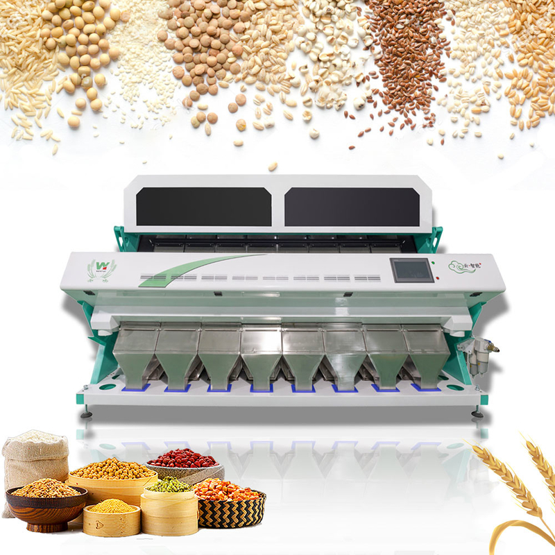 512 قناة بصرية RGB من حبوب القمح والحبوب الخضراء آلة فرز 8-12 طن / ساعة