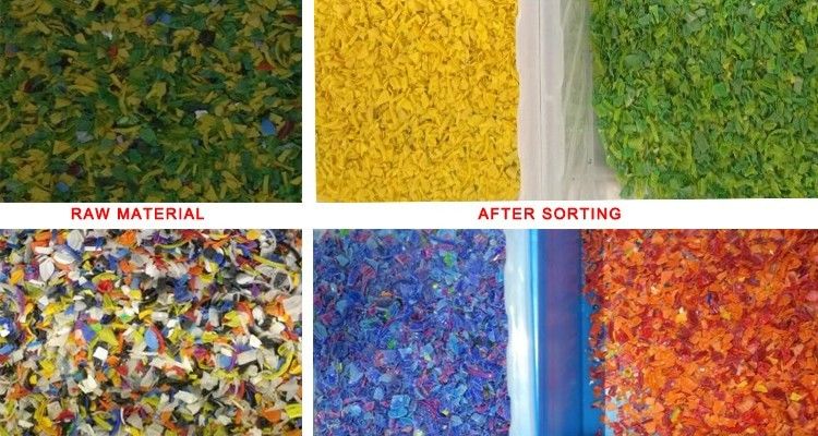 آلة تصنيف الألوان البلاستيكية البصرية وآلة معالجة الغذاء لفرز الحبيبات البلاستيكية الحيوانات الأليفة الشظايا مع جهاز استشعار CCD