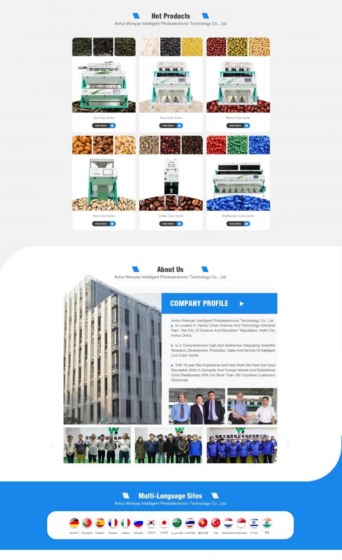 وينيو 2025 أحدث مصنع صيني آلة تصنيف الألوان الضوئية Ccd آلة تصنيف ألوان اللوز الفستق الكاكاو الجوز 18